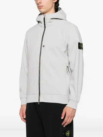Stone Island Q100004 Hooded Zip-front Jacket In White
