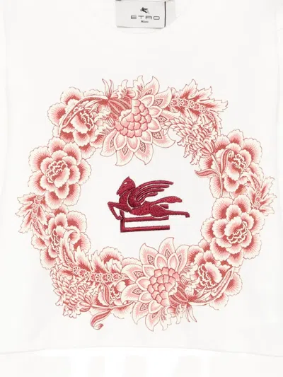 Etro Floral-embellished Pegasus Sweatshirt In Neutral