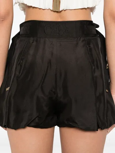 Chloé Balloon-hem Buckle Silk Habotai Shorts