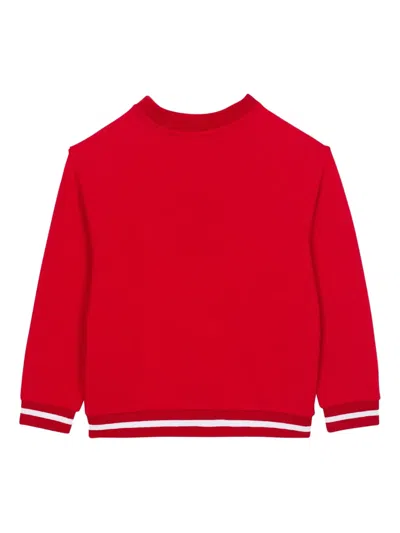 Balmain Logo-appliqué Varsity Sweatshirt In Red