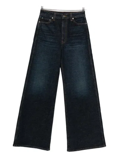 Khaite Dane High Waist Wide Leg Jeans In Blue