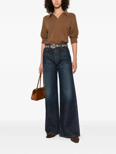 Khaite Dane High Waist Wide Leg Jeans In Blue