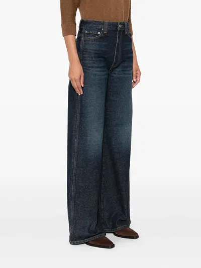 Khaite Dane High Waist Wide Leg Jeans In Blue
