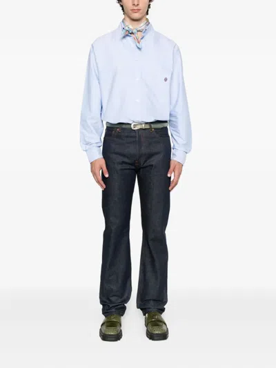 Drôle De Monsieur Embroidered Organic Cotton Shirt In White