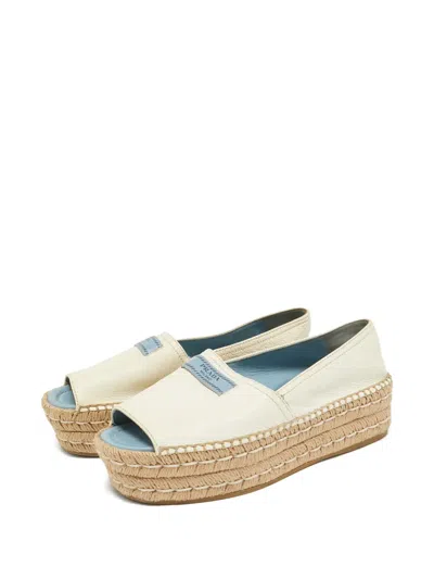 Pre-owned Prada 50mm Leather Platform Espadrilles