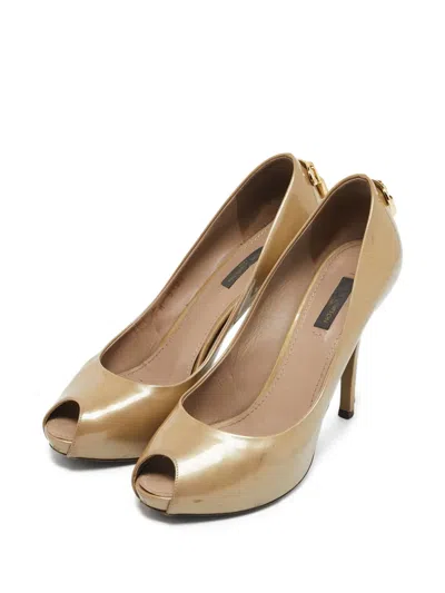 Pre-owned Louis Vuitton Leather Peep-toe Pumps In Gold
