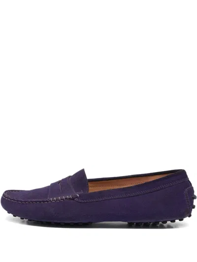 Pre-owned Tod's Vintage Suede Loafers In Purple