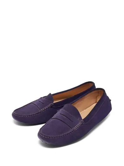 Pre-owned Tod's Vintage Suede Loafers In Purple
