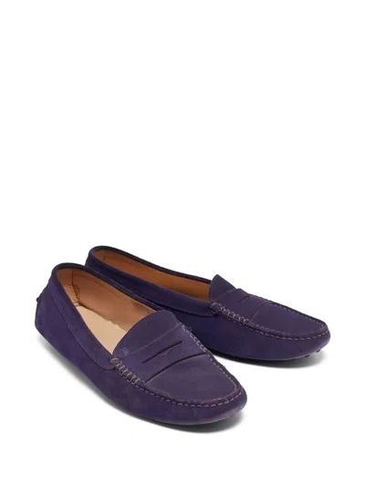 Pre-owned Tod's Vintage Suede Loafers In Purple