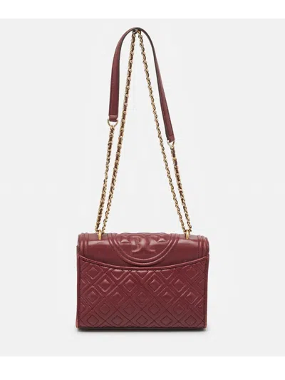 Pre-owned Tory Burch  Diamond-quilting Leather Shoulder Bag In Red