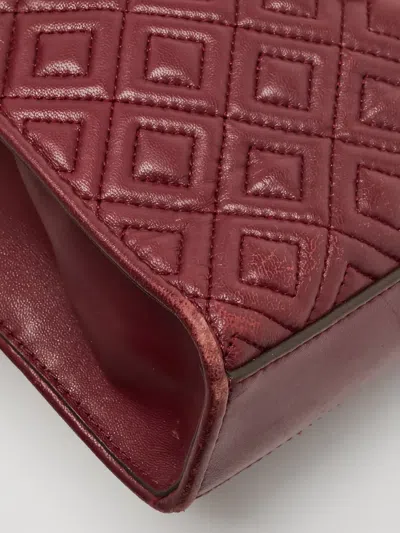 Pre-owned Tory Burch  Diamond-quilting Leather Shoulder Bag In Red