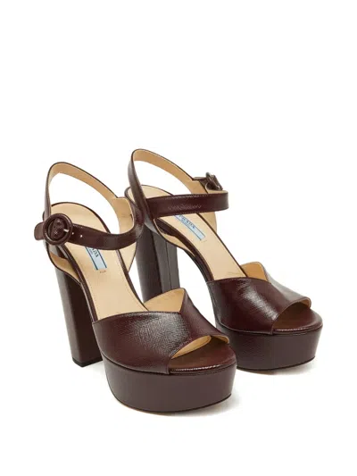 Pre-owned Prada 145mm Platform Ankle-strap Sandals