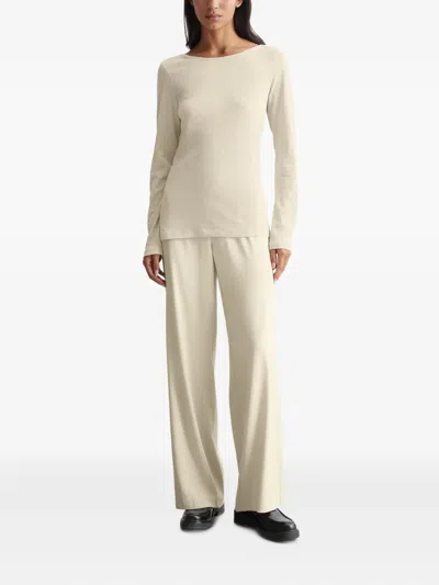 Marc O'polo Boat-neck Long-sleeve Top In Neutral