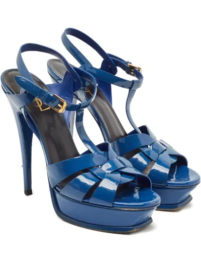 Pre-owned Saint Laurent 130mm T-bar Platform Sandals