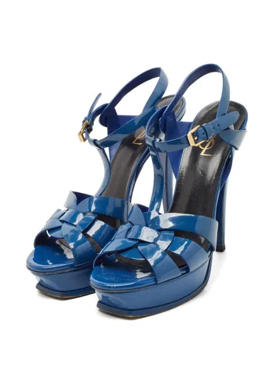 Pre-owned Saint Laurent 130mm T-bar Platform Sandals