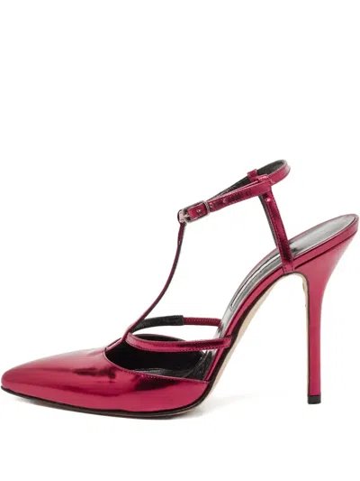 Pre-owned Oscar De La Renta 110mm Leather T-strap Pumps