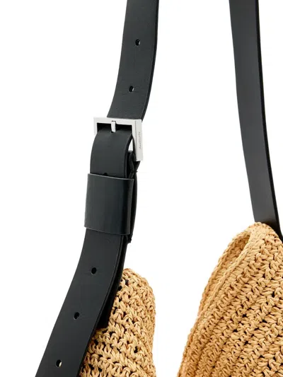 Allsaints Asha Woven Leather-trimmed Tote Bag In Nude