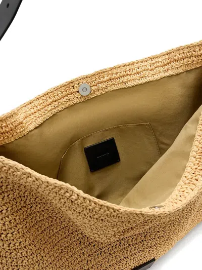 Allsaints Asha Woven Leather-trimmed Tote Bag In Nude