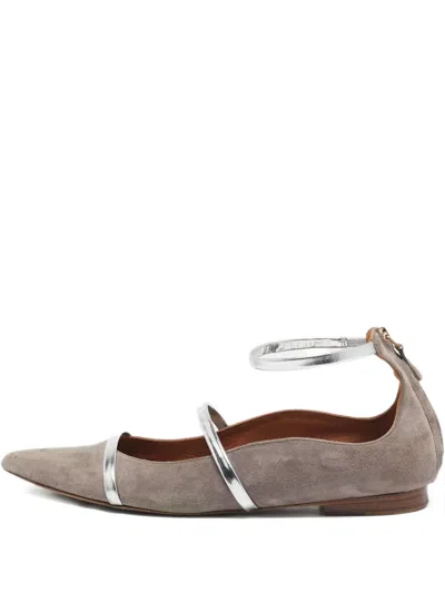 Pre-owned Malone Souliers 2024  Robyn Leather Flat Pumps In Gray