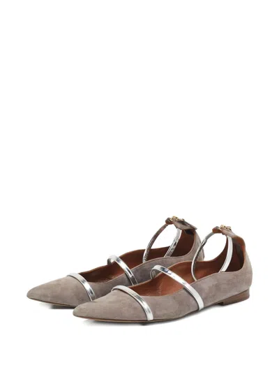 Pre-owned Malone Souliers 2024  Robyn Leather Flat Pumps In Gray