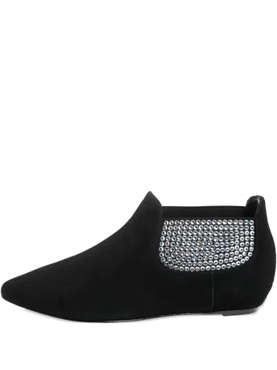 Pre-owned Giuseppe Zanotti Vintage  Suede Crystal-embellished Boots In Black