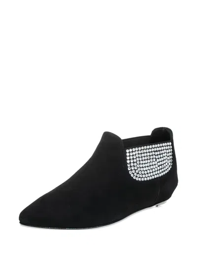 Pre-owned Giuseppe Zanotti Vintage  Suede Crystal-embellished Boots In Black