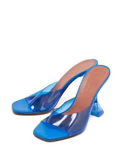 Pre-owned Amina Muaddi Clear-strap Square-toe Sandals In Blue