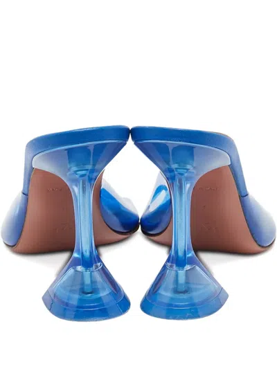 Pre-owned Amina Muaddi Clear-strap Square-toe Sandals In Blue