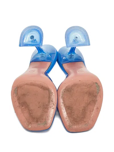 Pre-owned Amina Muaddi Clear-strap Square-toe Sandals In Blue