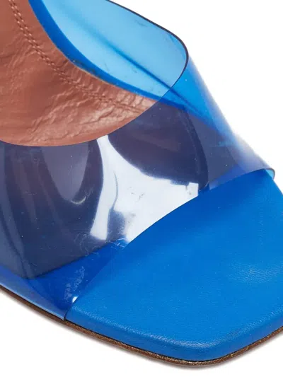 Pre-owned Amina Muaddi Clear-strap Square-toe Sandals In Blue