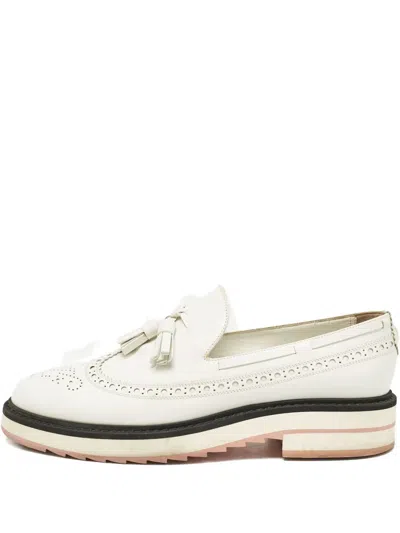 Pre-owned Louis Vuitton Tassel-detailing Loafers In White
