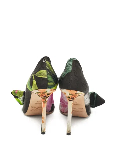 Pre-owned Jimmy Choo Floral Bow Pumps In Black