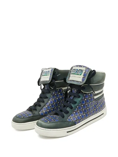 Pre-owned Marc Jacobs Vintage 2004  Plaid Leather High-top Sneakers