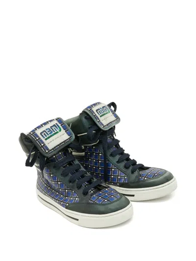 Pre-owned Marc Jacobs Vintage 2004  Plaid Leather High-top Sneakers