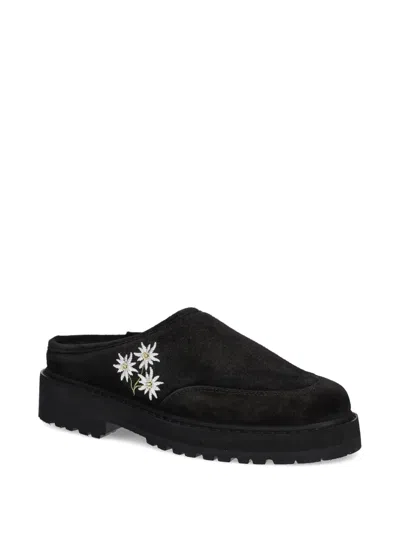 Diemme Maggiore Stella Embroidered Platform Mules In Black