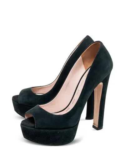 Pre-owned Miu Miu 140mm Platform Pumps In Green