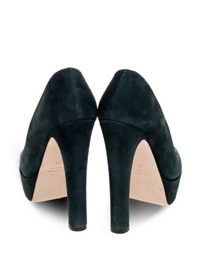 Pre-owned Miu Miu 140mm Platform Pumps In Green
