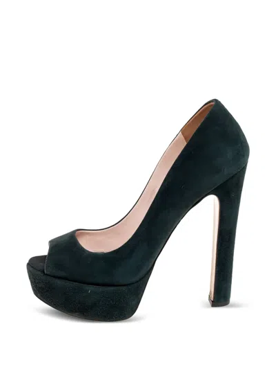 Pre-owned Miu Miu 140mm Platform Pumps In Green