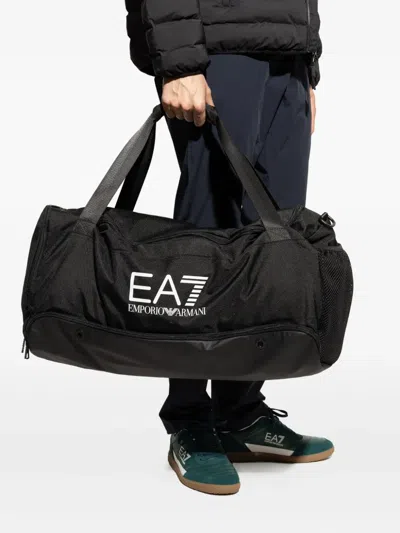 Ea7 Train Core Polyester Duffle Bag With Logo In Black