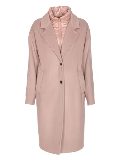 Herno Long Sleeve Padded Coat With Back Vent In Pink