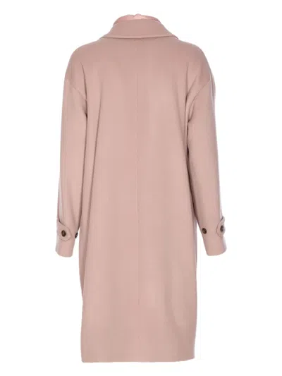 Herno Long Sleeve Padded Coat With Back Vent In Pink