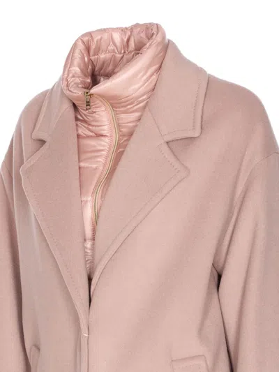 Herno Long Sleeve Padded Coat With Back Vent In Pink