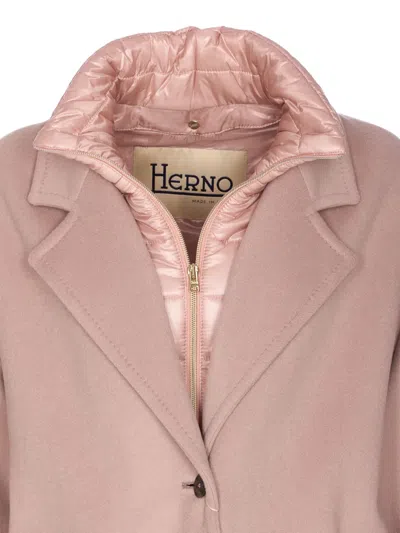 Herno Long Sleeve Padded Coat With Back Vent In Pink