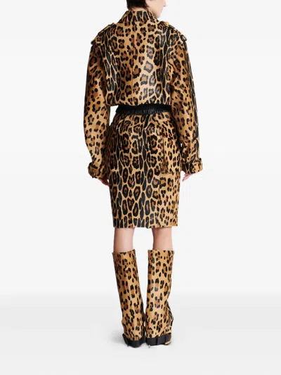 Balmain Ponyskin-style Leather Bomber Jacket With Leopard Pattern In Brown