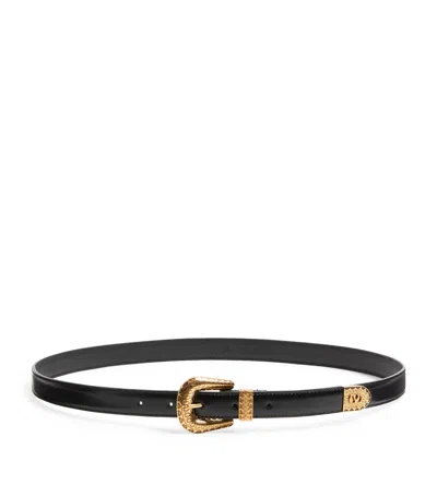 Valentino Garavani Black Vlogo Signature Brushed Calfskin Belt