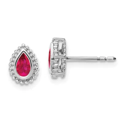 Diamond2deal 14k Gold Pear Ruby Stud Earrings