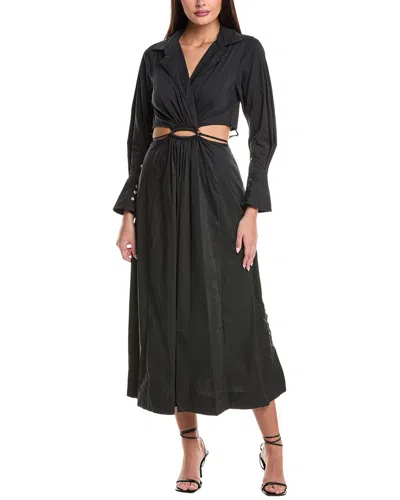Simkhai Alex Core Pleated Poplin Cut-out Shirtdress