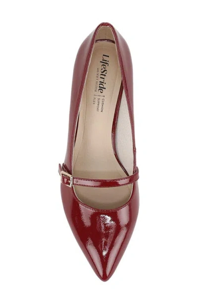 Lifestride Women's Madelyn Mary Jane Pointed Toe Kitten Heel Pumps In Burgundy