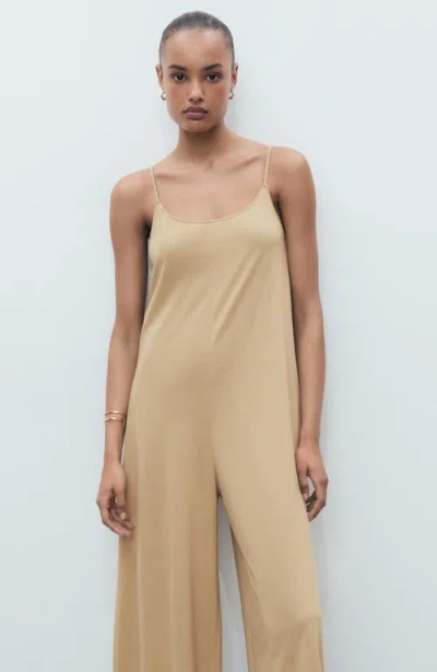 Mango Shift Long Jumpsuit Medium Brown In Neutral