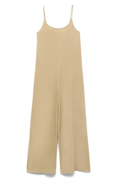 Mango Shift Long Jumpsuit Medium Brown In Neutral